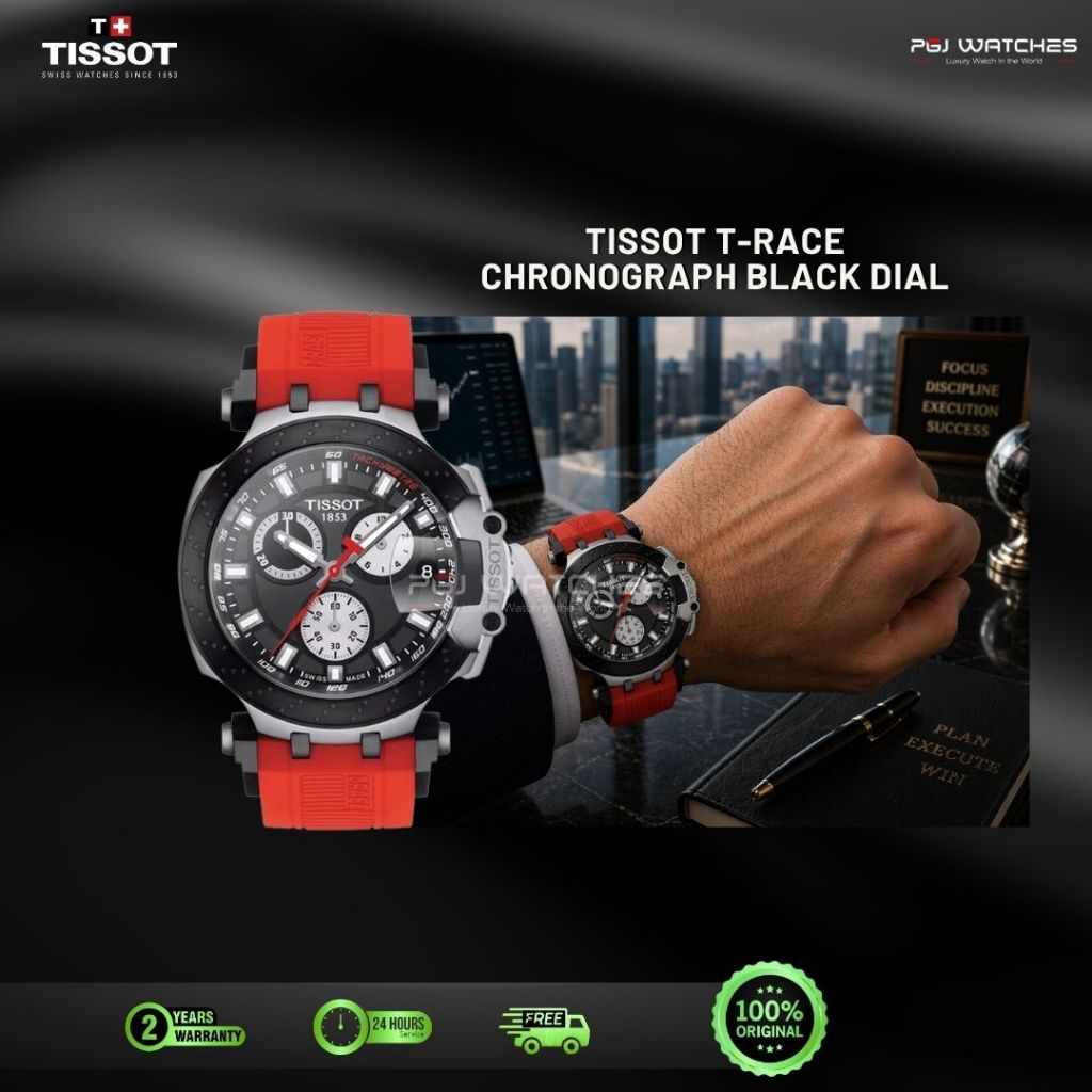 TISSOT T‑Race Chronograph Black Dial Red Rubber Strap - T115.417.27.051.00