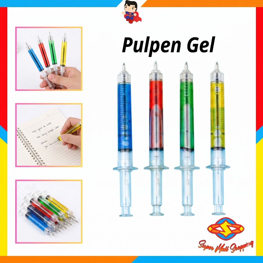 SMS Pulpen Jarum Suntik Lucu Korean Syringe Ballpoint Pen Souvenir Aesthetic Fancy Pena Alat Tulis A