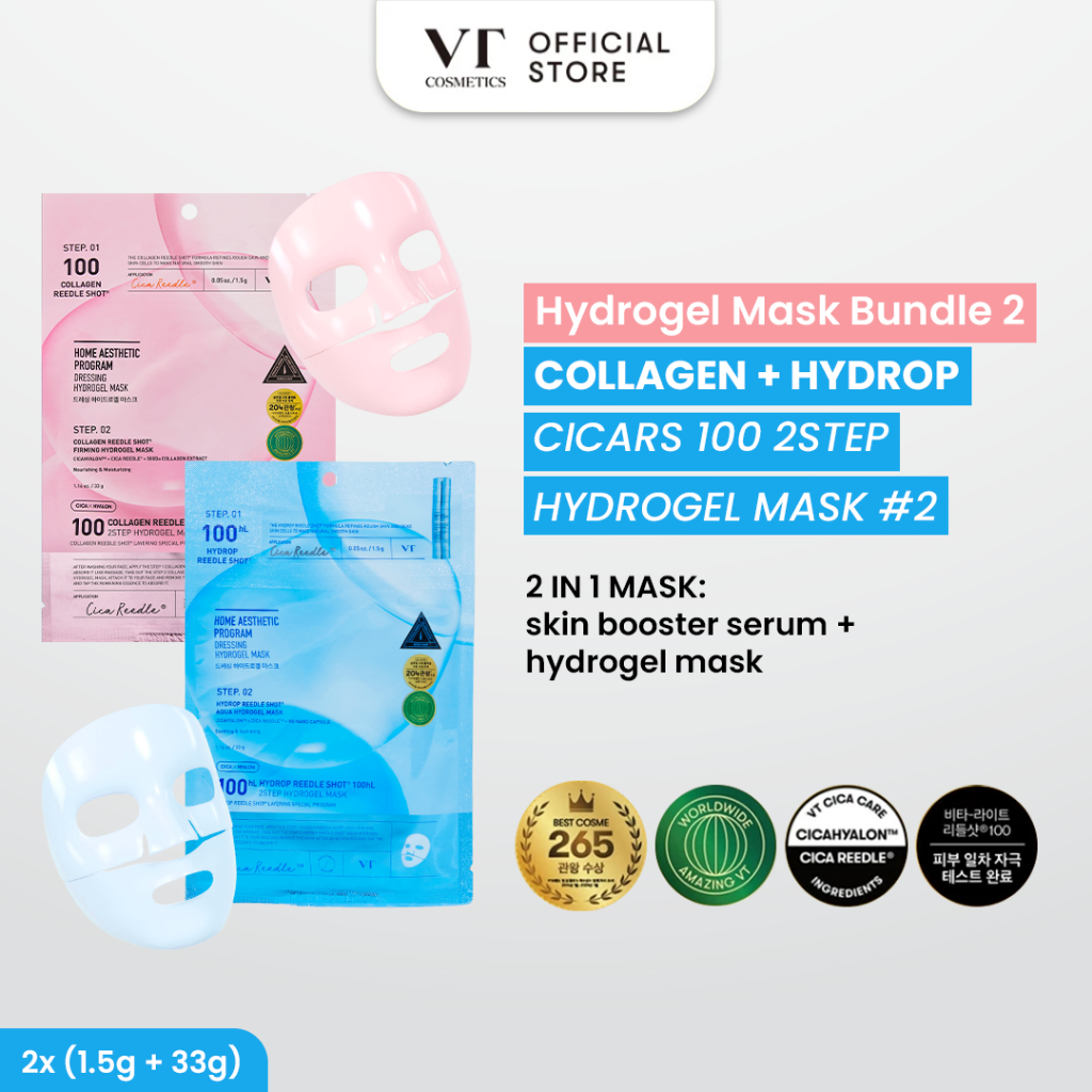 VT Hydrogel Mask Bundle 2 | COLLAGEN + HYDROP CicaRS 100 2Step Hydrogel Mask #2