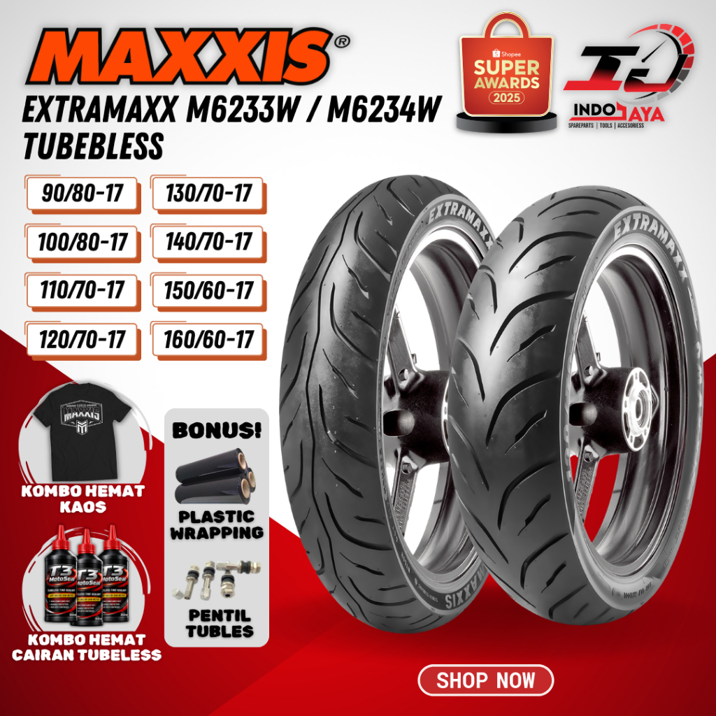 [UKURAN LENGKAP] BAN LUAR TUBELESS MAXXIS EXTRAMAXX R17 (90/80-17 /100/80-17 /110/70-17 /120/70-17 /