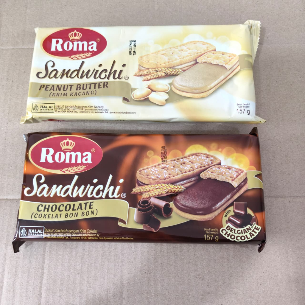 ROMA SANDWICHI 157 GRAM - BISKUIT SANDWICH ROMA RASA COKLAT DAN KACANG