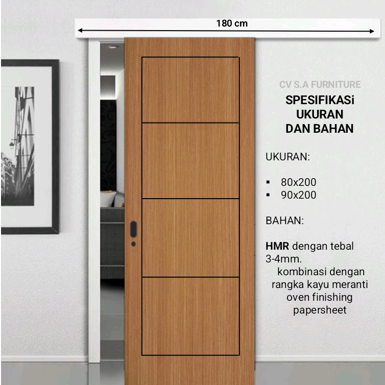 pintu kamar tidur |pintu geser full set tinggal pasang
