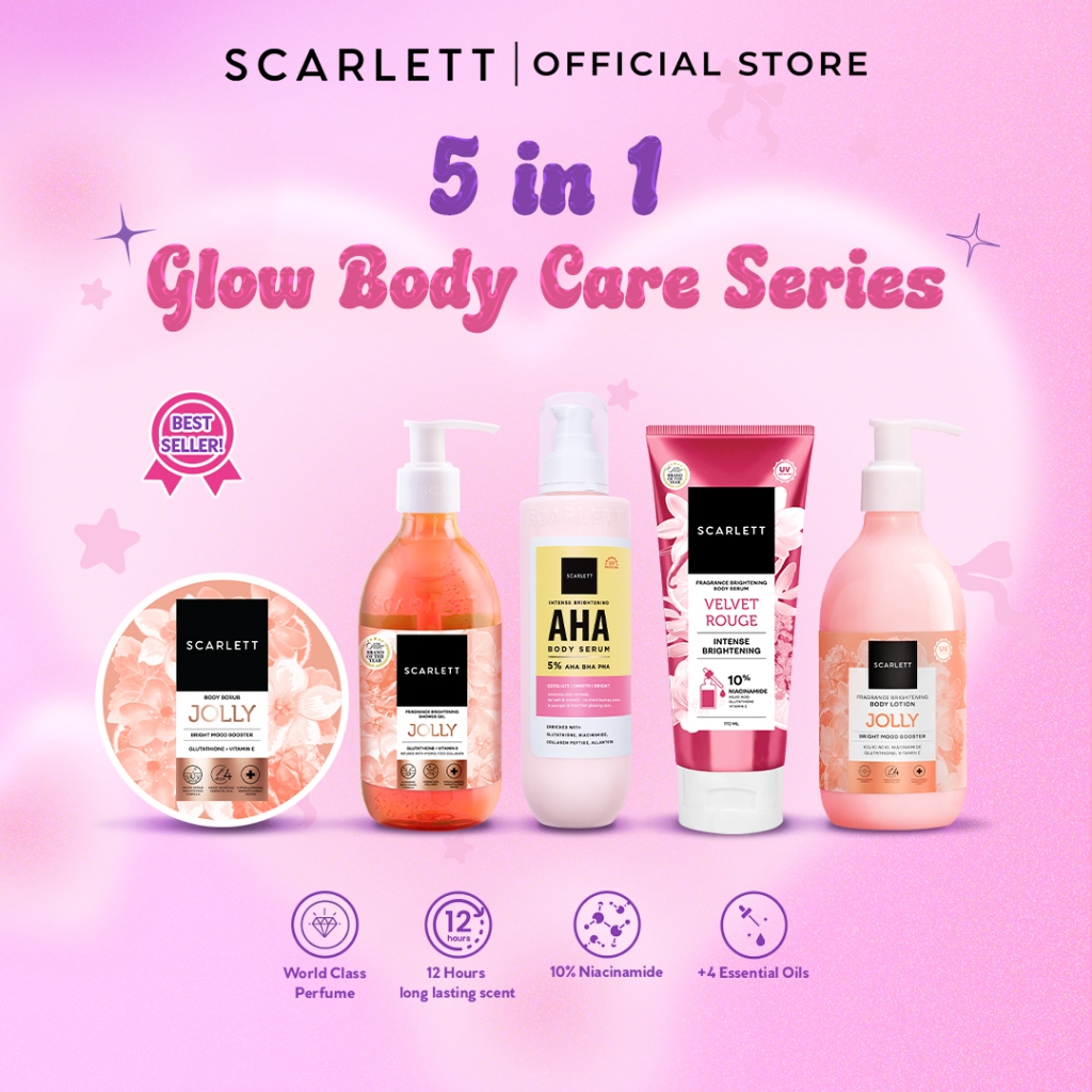 SCARLETT 5IN1 Top Picks Glow Body Care Series - Body Scrub + Shower Gel/Shower Scrub + Exfoliate + B