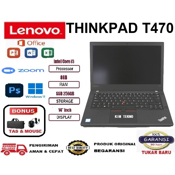 LENOVO LAPTOP THINKPAD T470 TOUCHSCREEN MEMORI 12GB/1TB MURAH BERGARANSI