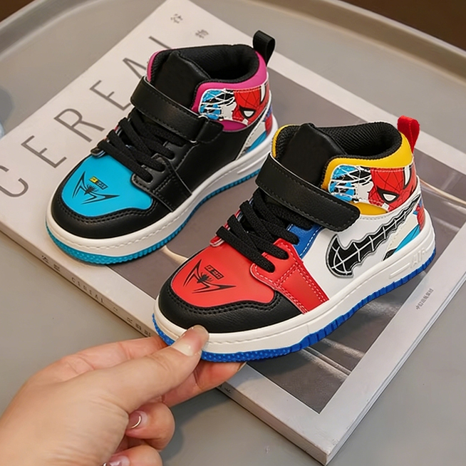 MOSBO Sepatu Anak Cowok Spiderman Sepatu Boot Anak Cowok Cewek Sepatu Boots Kulit Spiderman Sneakers
