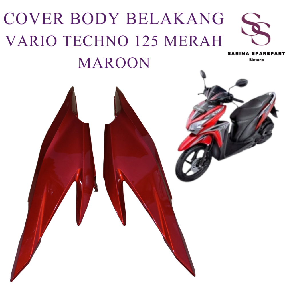 Cover Body Belakang Vario Techno 125 Bodi Samping Vario Techno 125 KZR MERAH MAROON Tenshi