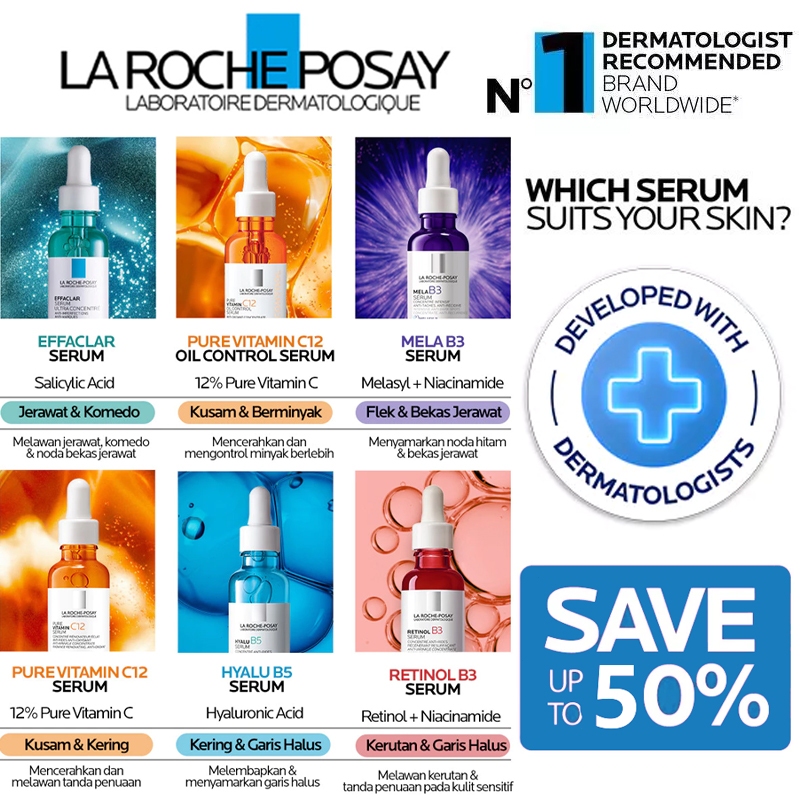 La Roche Posay Serum 30ml/La Roche Posay Pure Niacinamide / La Roche Posay Effaclar Salicylic / La R