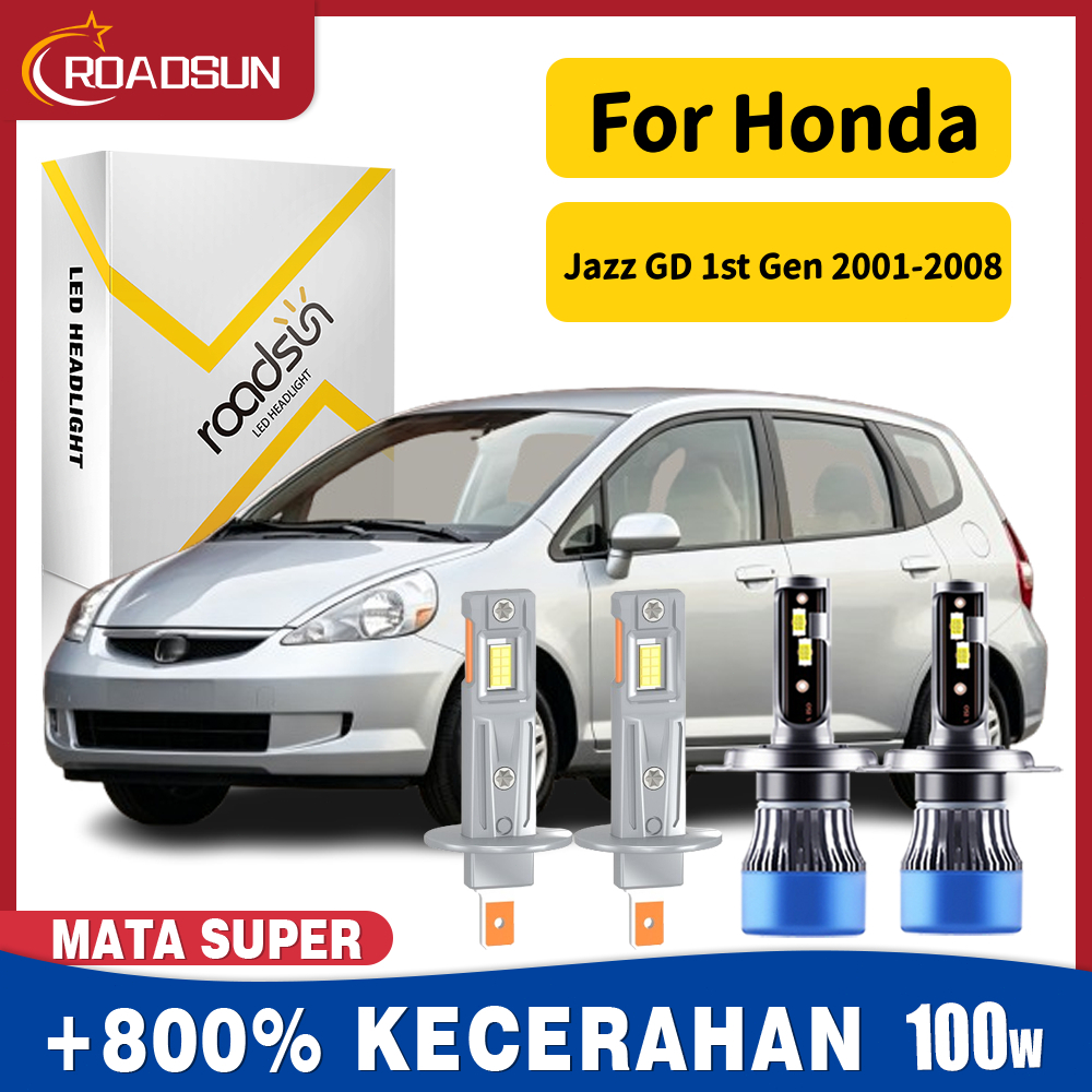 Cocok untuk Honda Jazz GD 1st Gen 2001-2008 Super Terang Led Lampu Depan Mobil Bohlam Hi/Lo Beam Lam