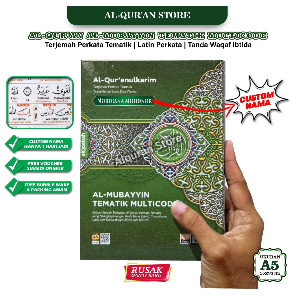 Alquran Terjemahan Perkata dan Sambung Al Quran Terjemah Latin Waqaf Ibtida Al Mubayyin A5 Sedang