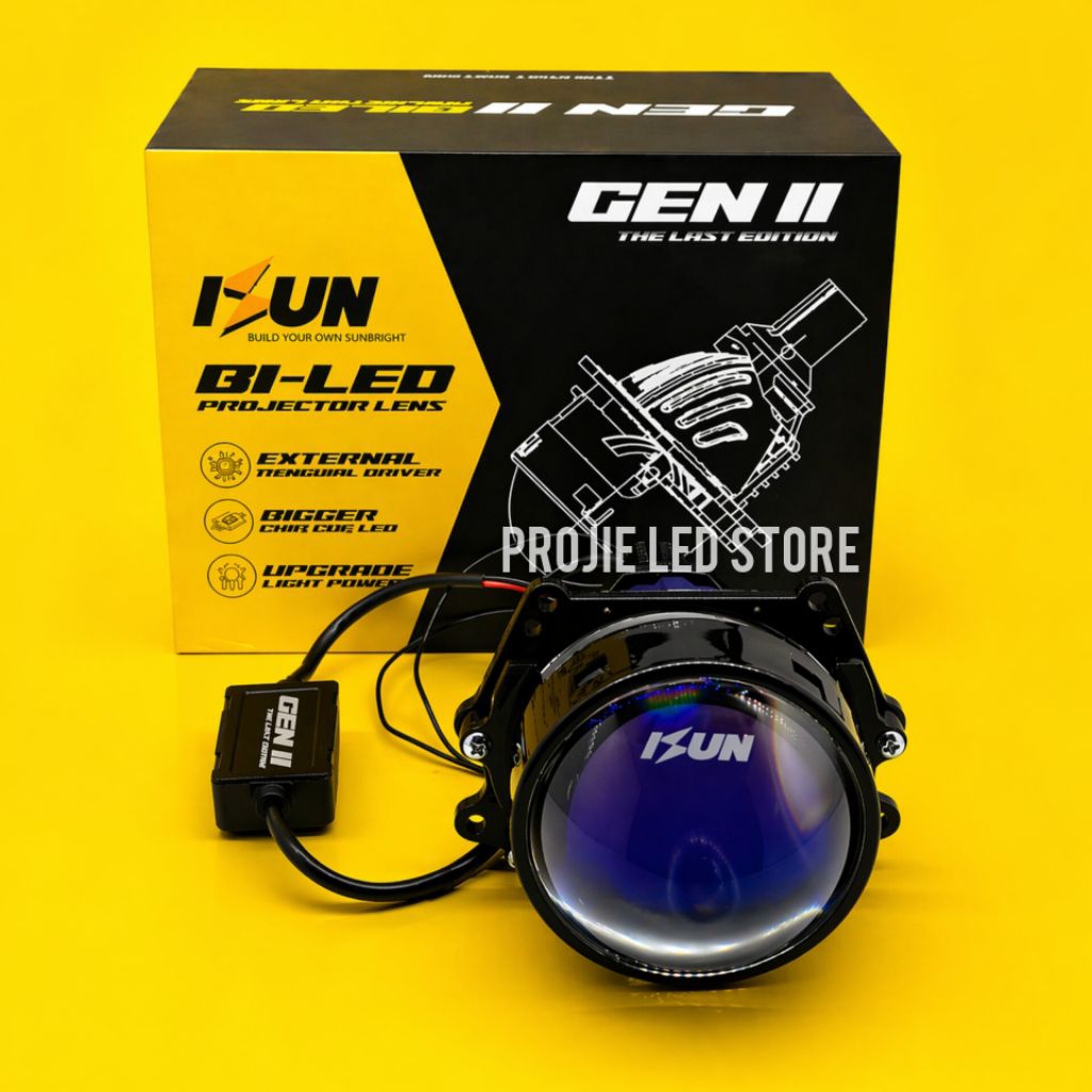 Lampu Utama Headlamp Projector Biled 2,5 Inch 3 Inch Blue Lens ISUN Gen 2 Motor Mobil