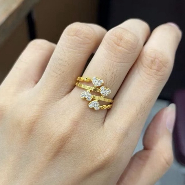 Cincin Silang Love Variasi Ad Cincin Emas Asli Kadar 875 20K