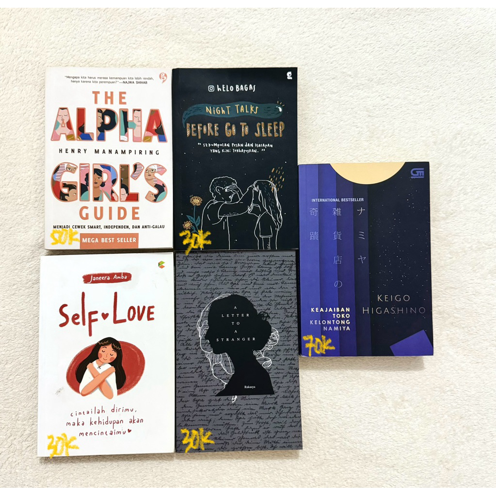PRELOVED NOVEL TOKO KELONTONG NAMIYA THE ALPHA GIRL’S GUIDE THE NIGHT TALKS PUISI SELF LOVE A NIGHT 