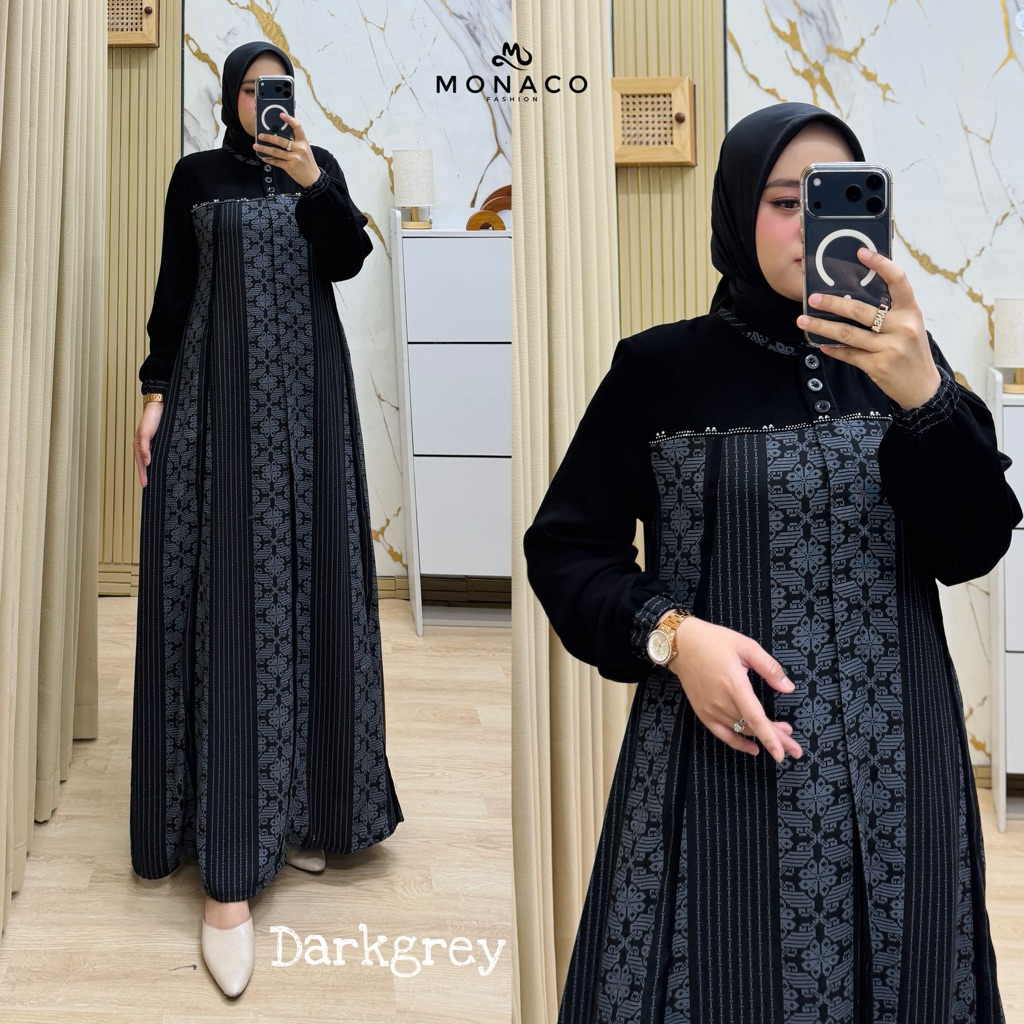 C007 - Gamis Abaya Premium / Gamis Salur Premium by Monaco Fashion / Gamis Seragaman / Gamis Hitam j