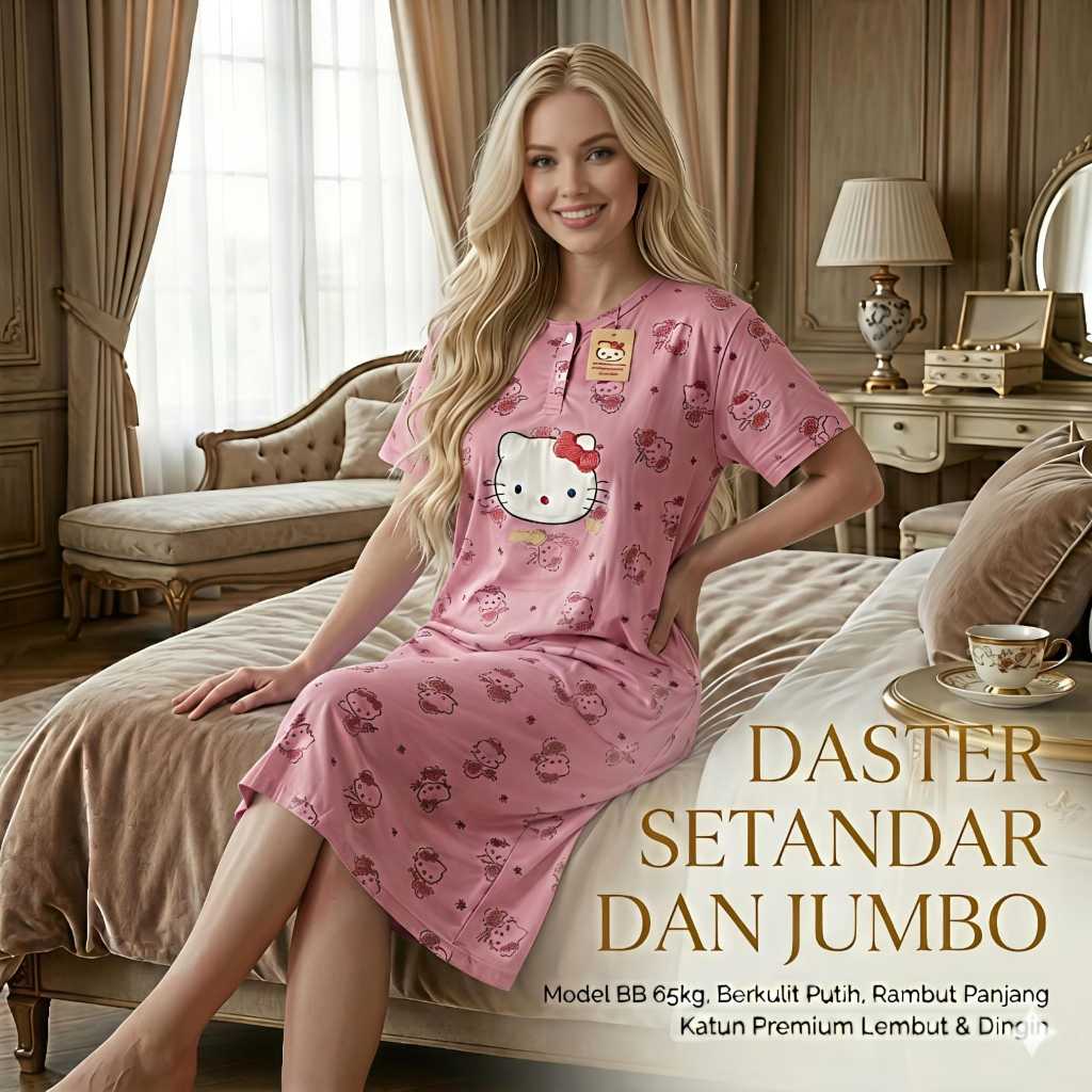(GROSIR) DASTER JUMBO KATUN PREMIUM KARAKTER HELLO KITTI/BAJU TIDUR DASTER DEWASA