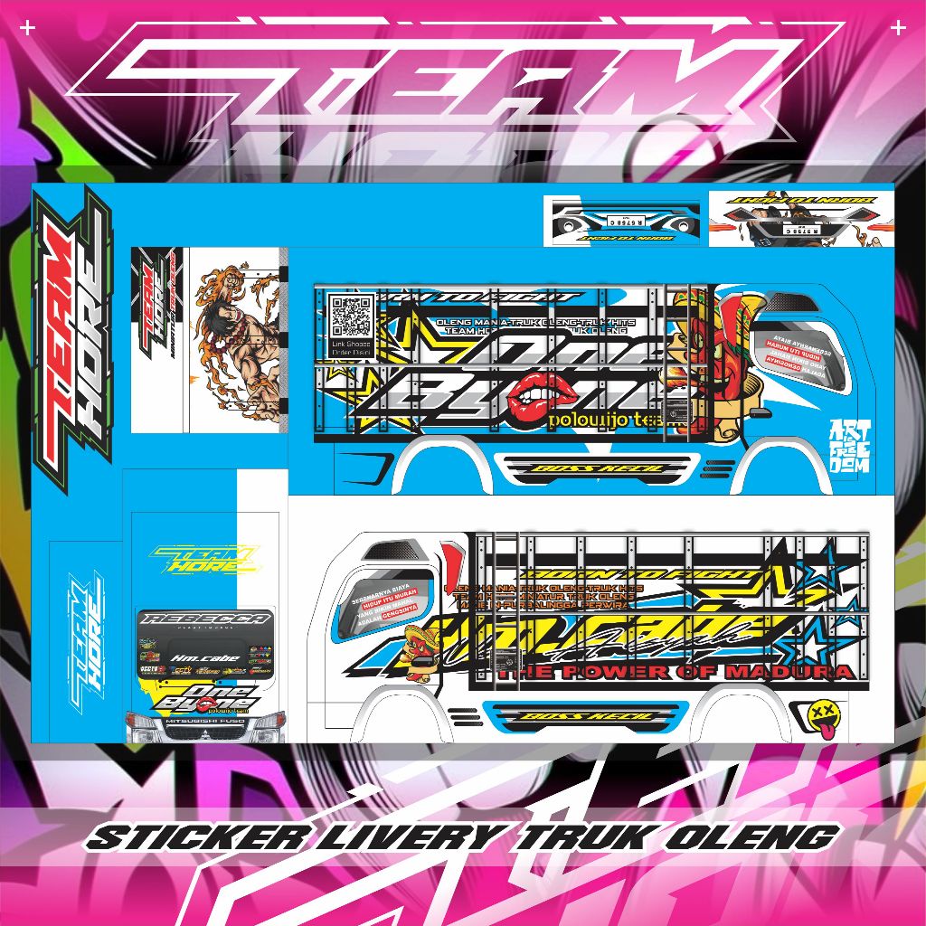 Stiker livery custom untuk miniatur truk oleng