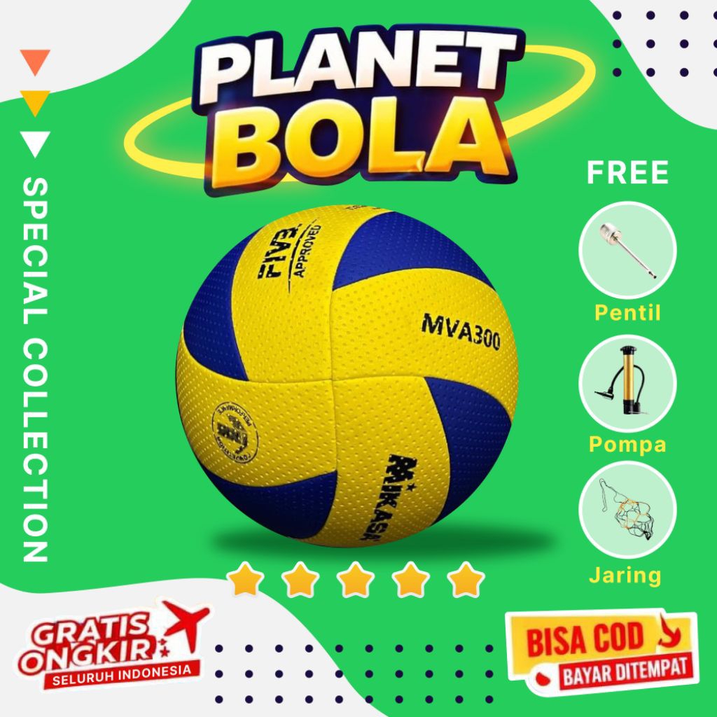 bola voli MVA300jahit free jaring dan pentil plus pompa