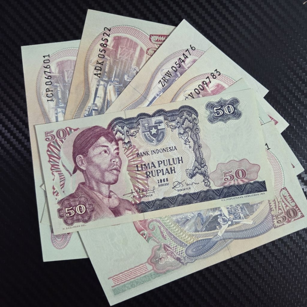 Uang Kuno Indonesia Sudirman 50 Rupiah Tahun 1968 Koleksi Asli