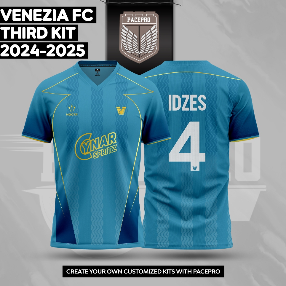 Jersey Sepak Bola Desain VENEZIA FC THIRD KIT 2024-2025 Full Printing Free Nickname dan No Punggung
