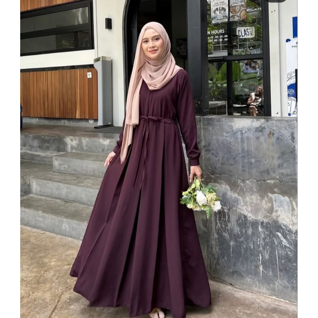 Rahayu Dress By Elmiza Dress Cantik anggun warna Wine