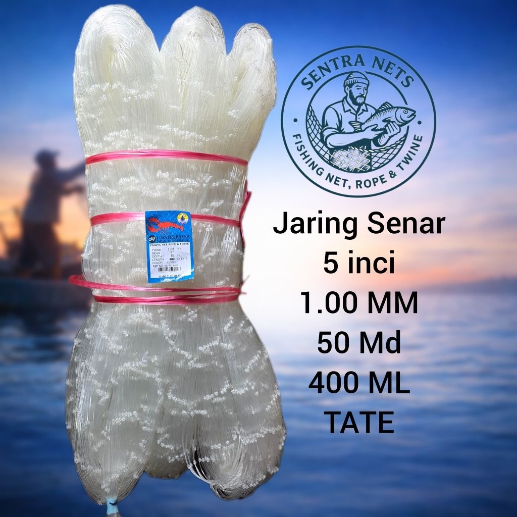 Jaring senar/Jaring ikan/Jaring kakap 5 inci 1.00mm 50md 400ml(Melintang)