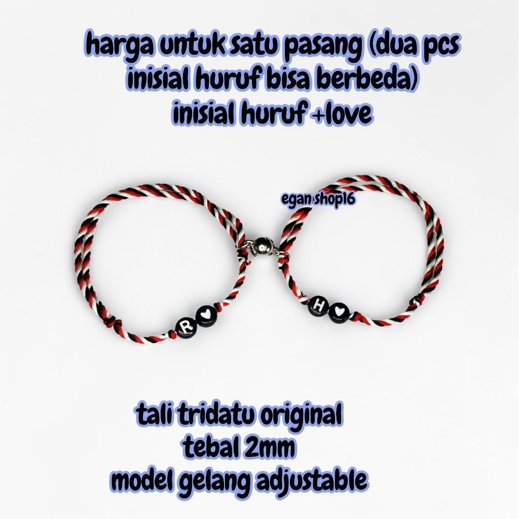 GELANG COUPLE INISIAL GELANG TRIDATU INISIAL LOVE SEPASANG GELANG PASANGAN