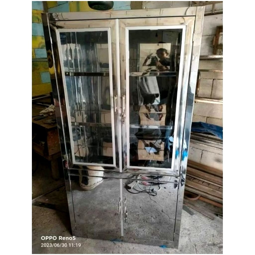 Lemari obat 2 pintu stainless steel 201 Anti Karat Tebal - Lemari Stainless - Lemari 2 Pintu Stainle