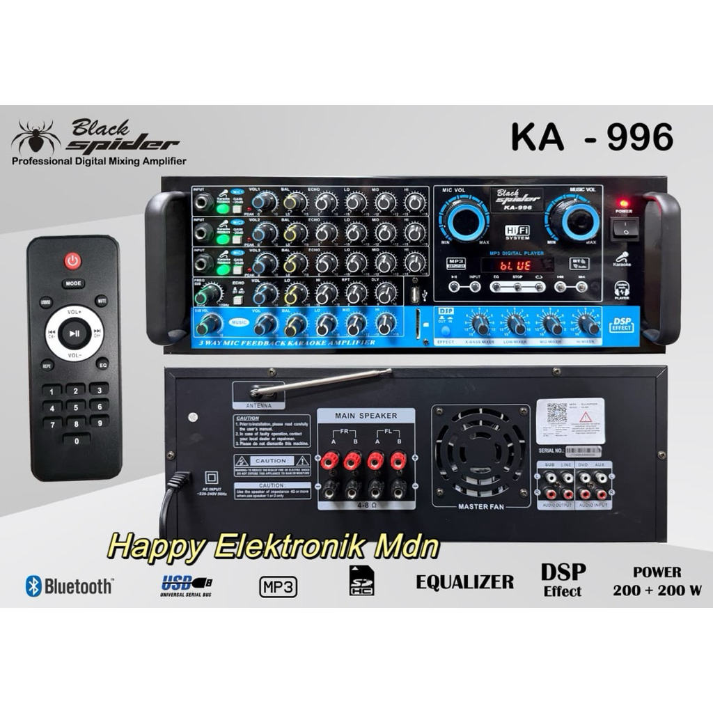 BLACK SPIDER KA 996 BLACKSPIDER AMPLIFIER KARAOKE BLACK SPIDER KA996 BLACKSPIDER