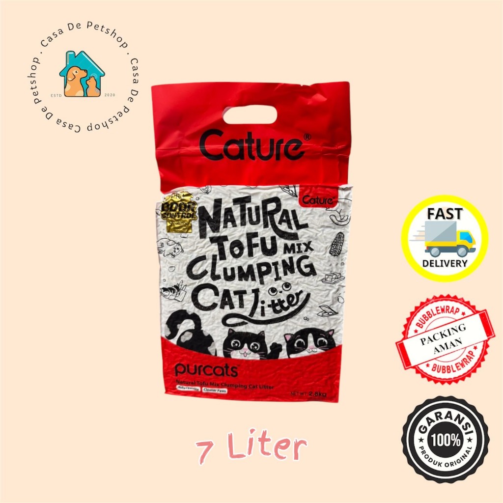 Cature - Natural Tofu Clumping Cat Litter (Tofu Antibacterial) DUST FREE / ODOR CONTROL - 7 Liter