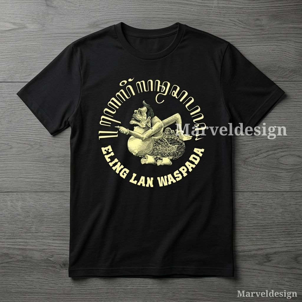 KAOS JAWA ELING LAN WASPADA KAOS AKSARA JAWA, KAOS PRIA , WAYANG SEMAR ,COTTON COMBED 24S