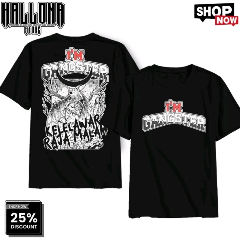 KAOS IM GANGSTER KELELAWAR MALAM MOTIF DEPAN BELAKANG