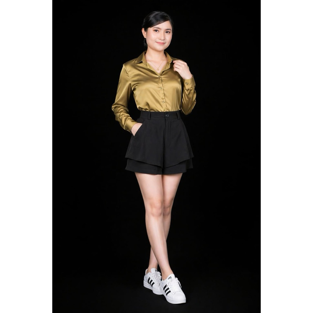 Kemeja Wanita Lengan Panjang Shirt Siwa Silk Import Bangkok