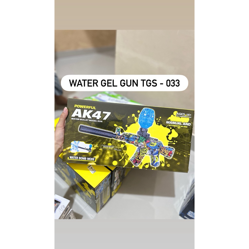 ( 2 ) Mainan Tembak Gel Anak Elektrik Otomatis Water Gel Blaster + Peluru Gel