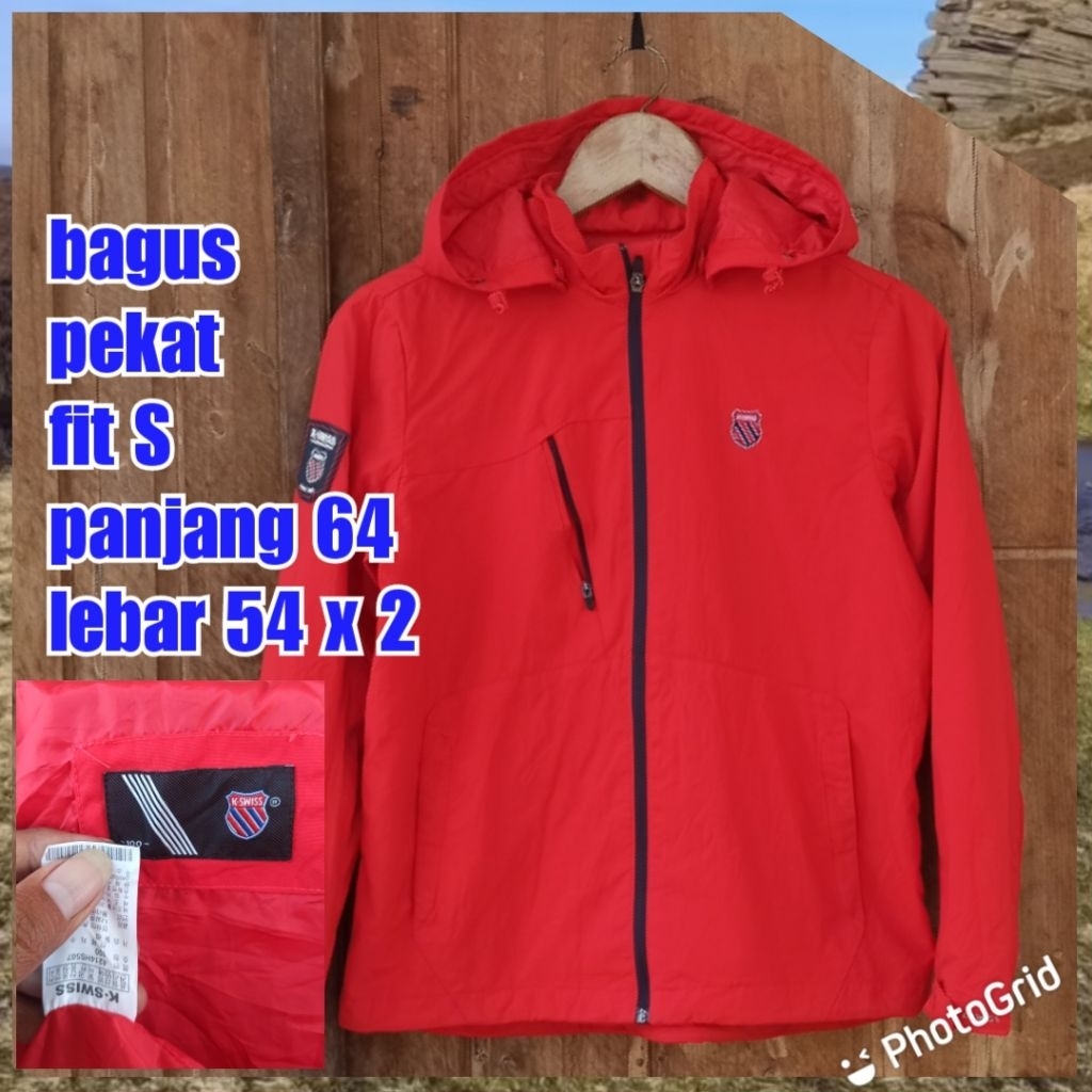 jaket gunung outdoor summit k Swiss merah