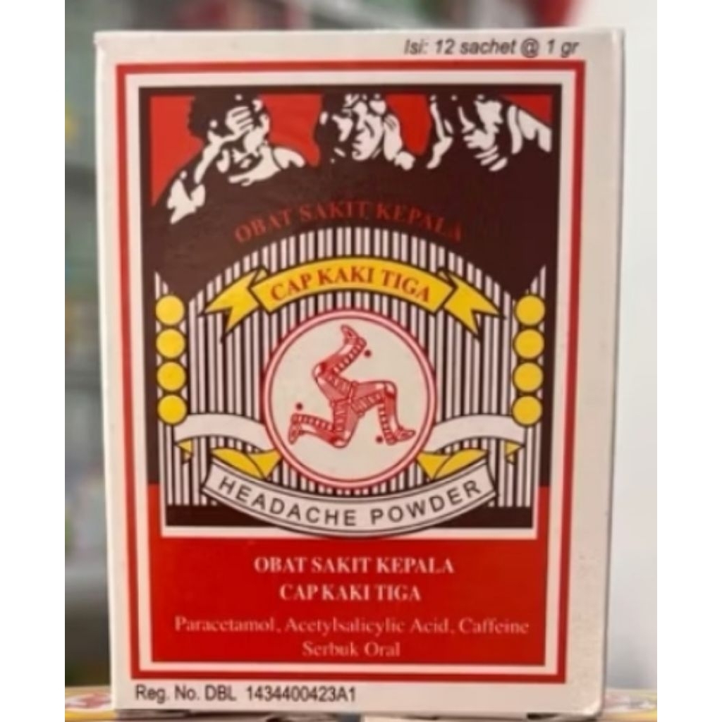 Puyer Sakit Kepala Cap Kaki Tiga isi 12 Sachet Original