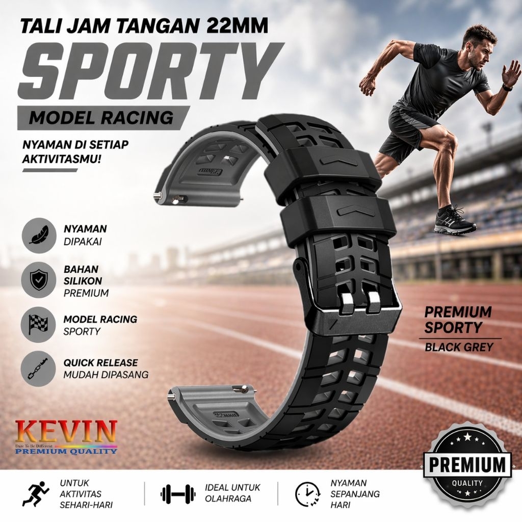 Tali Jam Suunto 5 9 Peak Version - Strap Silikon Sporty Black 22mm S1W