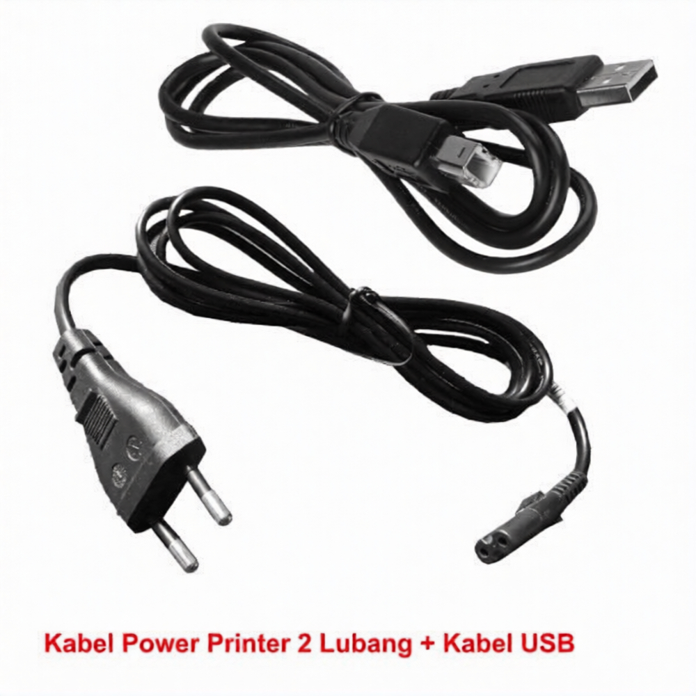 FixPrint Kabel Power Printer Canon HP Epson 2 Lubang & Kabel USB Computer L120 L310 L360 L210 L220 L