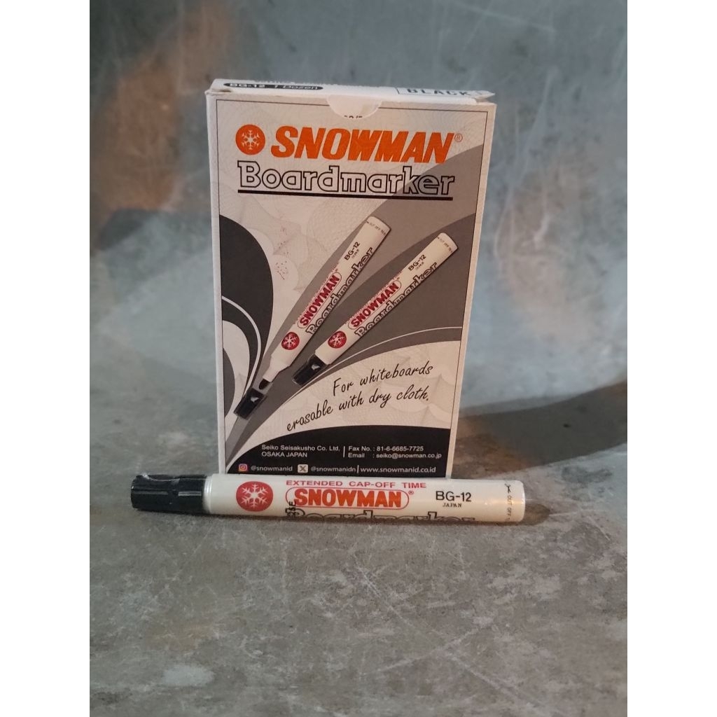 Snowman Marker BG 12 Hitam WhiteBoard