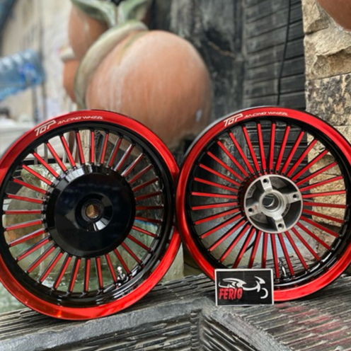 Velg TOP RETRO Beat Scoopy Mio M3 Gt125 Fino 125 XEON Vario 110 Ring 12/14 Lebar 215/250-12 Merah li