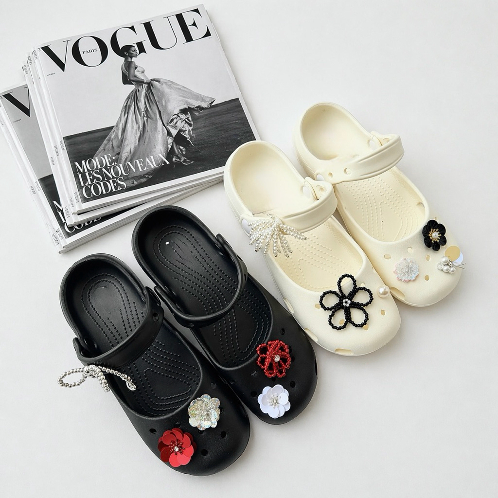 BALET CROCS with jibbitz /SUDAH TERMASUK JIBBITZ/ crocs balet /charm sepatu /jibbitz crocs