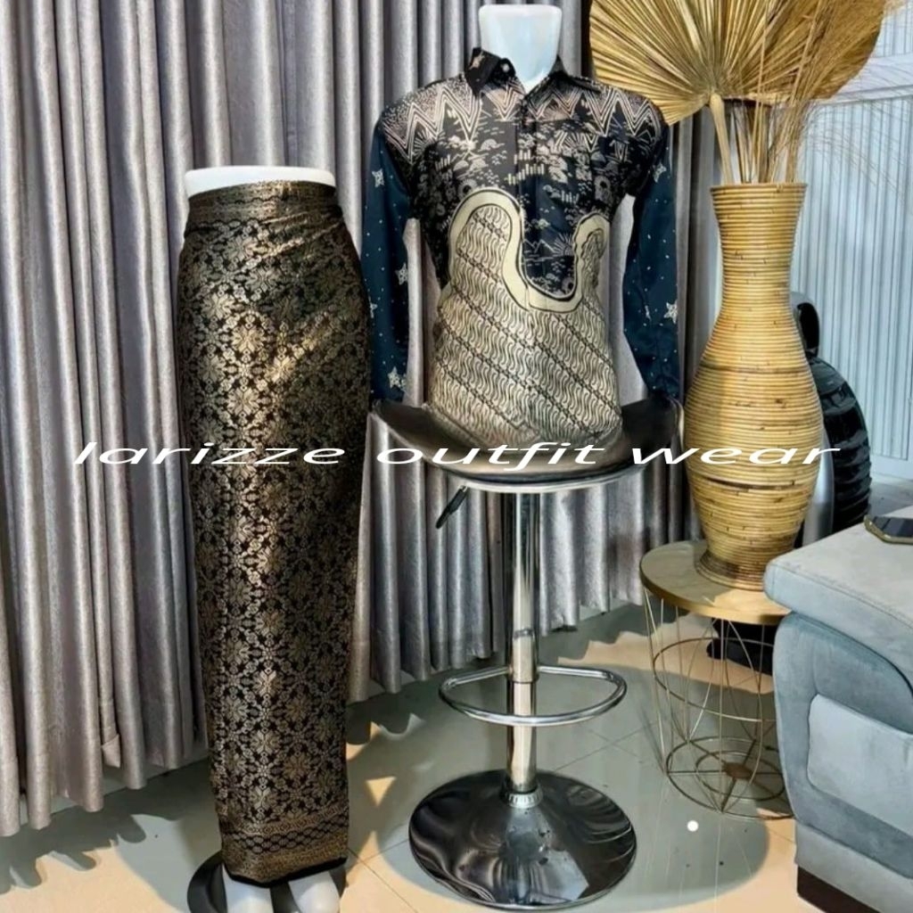 set rok span jadi & kemeja batik pria lengan panjang motif elegan nyaman - larizze kebaya