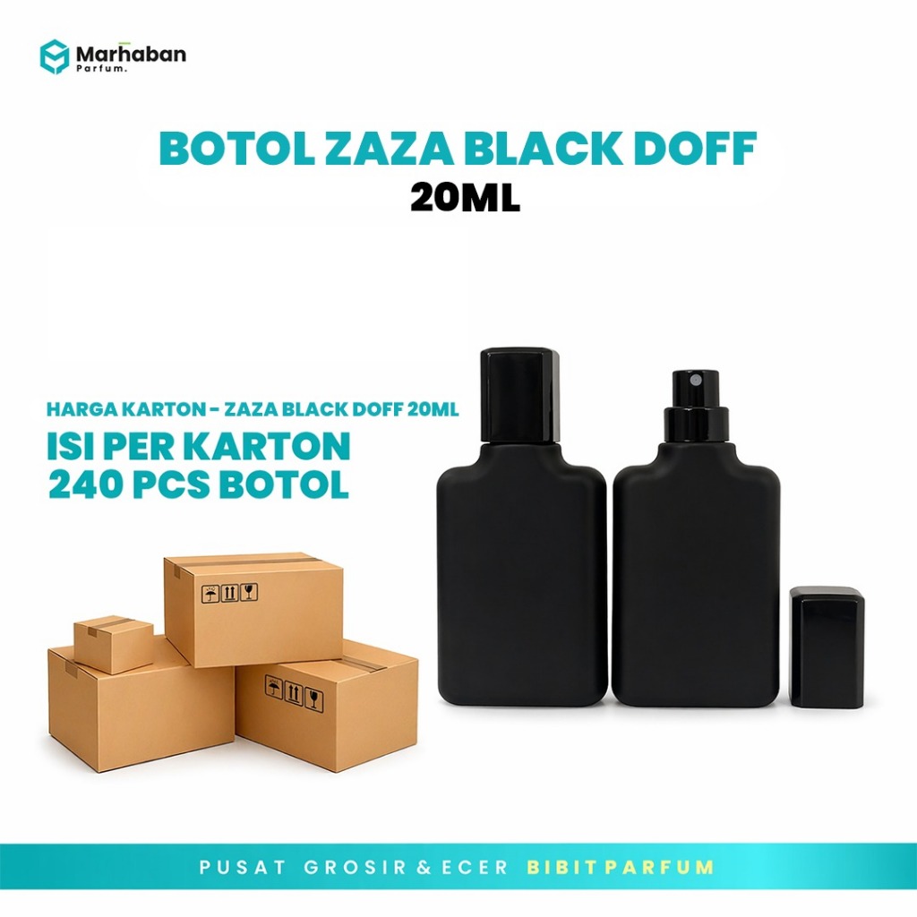 KARTONAN | Botol ZAZA BLACK DOFF 20 ML Spray - Botol Parfume kosong Zaza