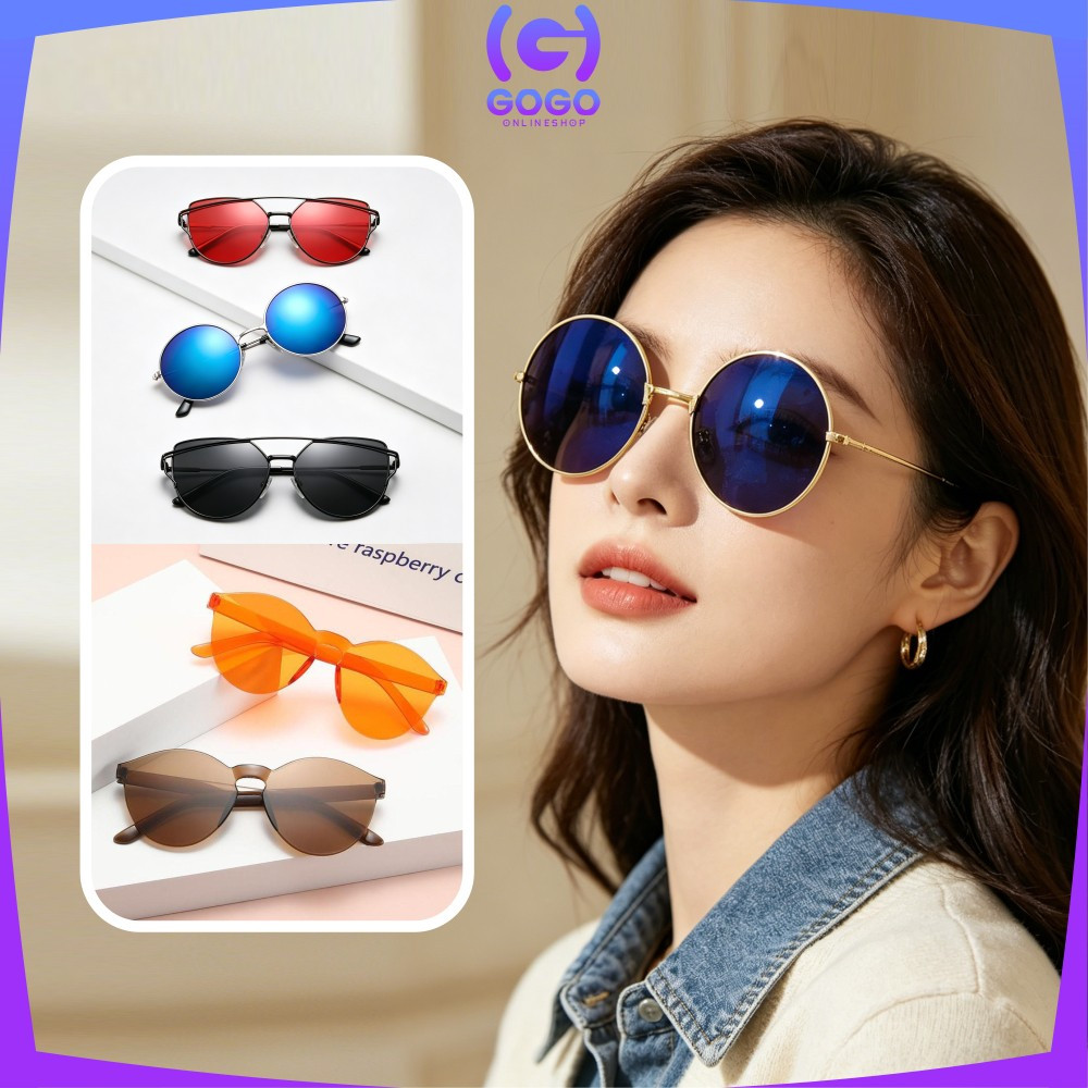 GOGO-C93-95 Kacamata Fashion Wanita Kekinian  / Kacamata Transparan Murah / Kaca mata Bulat Boboho