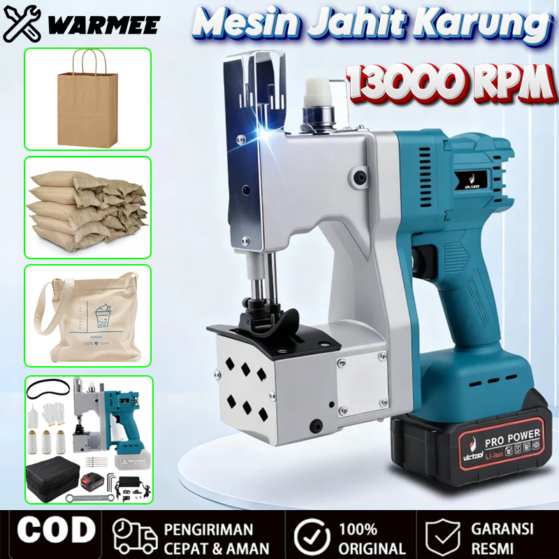 WARMEE Mesin Jahit Karung Baterai Cordless Mesin Paket Woven Beras Kantong Goni Mesin Jahit Karung