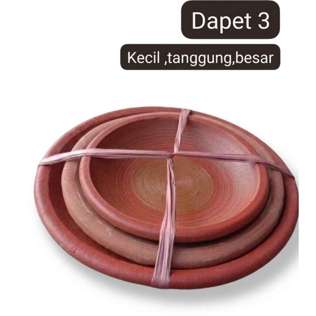 [SET ISI 3] Cobek Tanah Liat / Layah Gerabah Tradisional - Ukuran Kecil, Tanggung, Besar - Kuat & Es