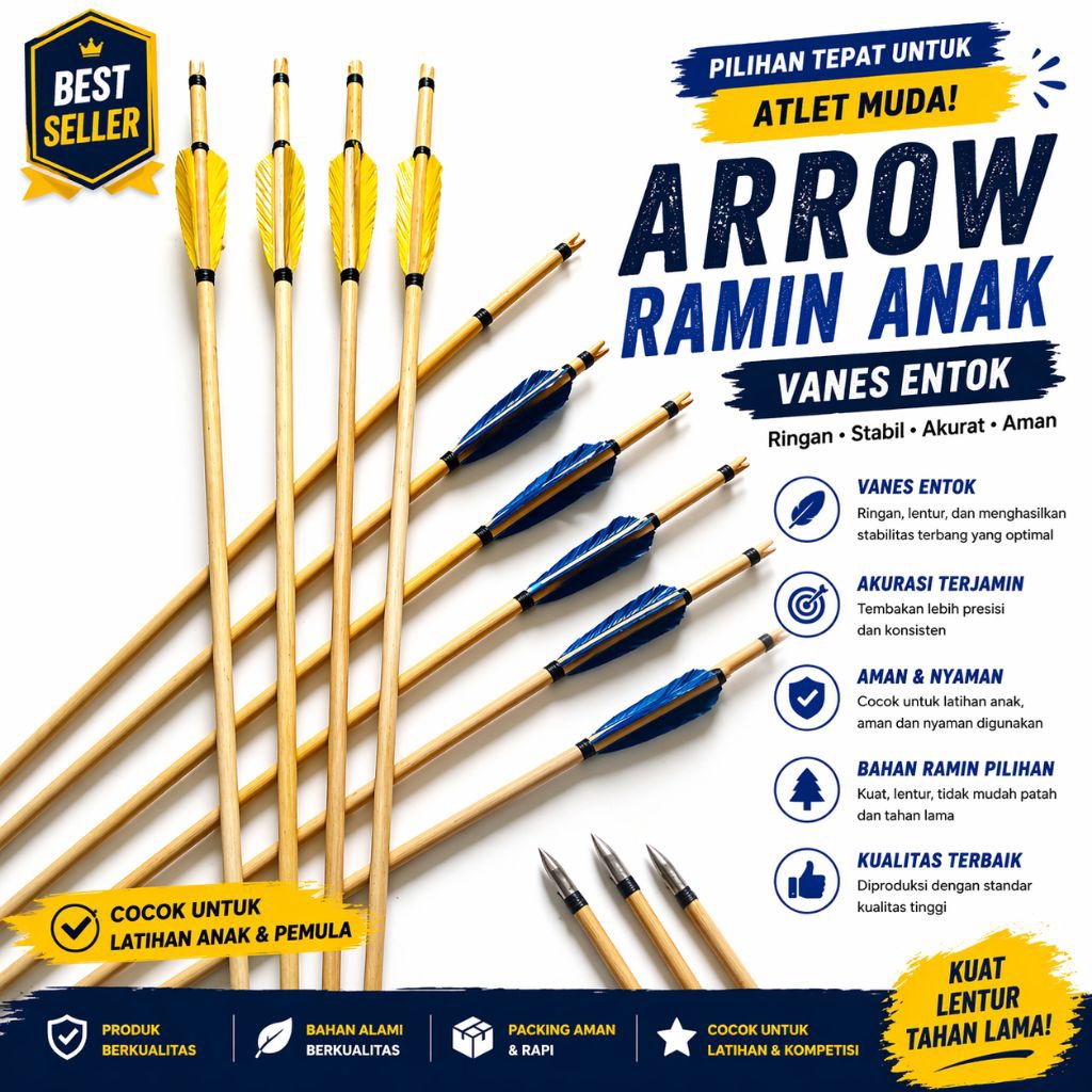 Arrow ramin anak vanes entok / 6 pcs olahraga panahan tradisional