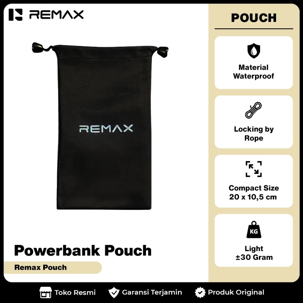 Remax Waterproof Power Bank Pouch 20x10cm – Tas HP & Powerbank Anti Air Universal Outdoor Travel Cas