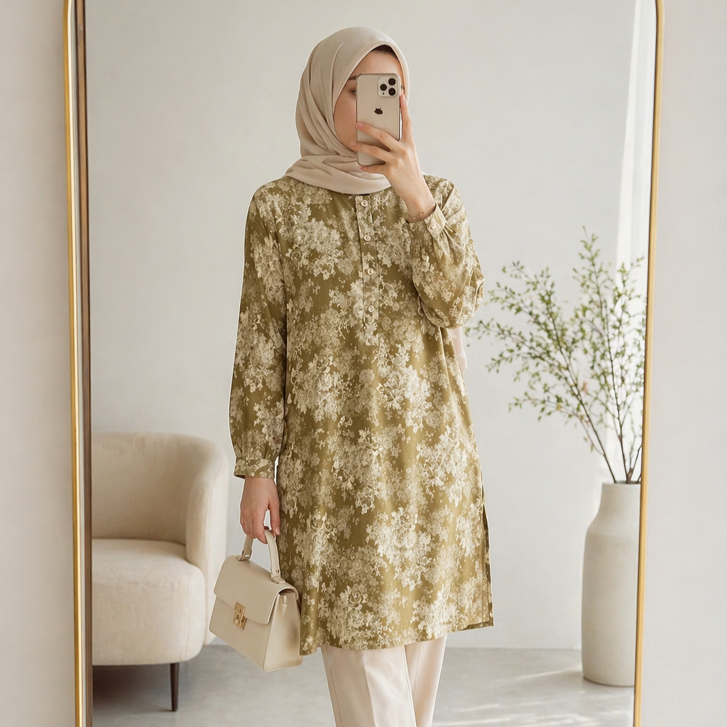 DAISY Tunik Rayon Viscose Premium | Baju Atasan Wanita Lengan Panjang Jumbo