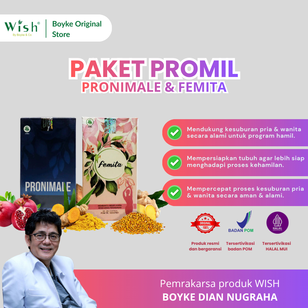 Paket Promil dr Boyke Dian Nugraha - Pronimale & Femita Suplemen Kesehatan Reproduksi Suami Istri. B