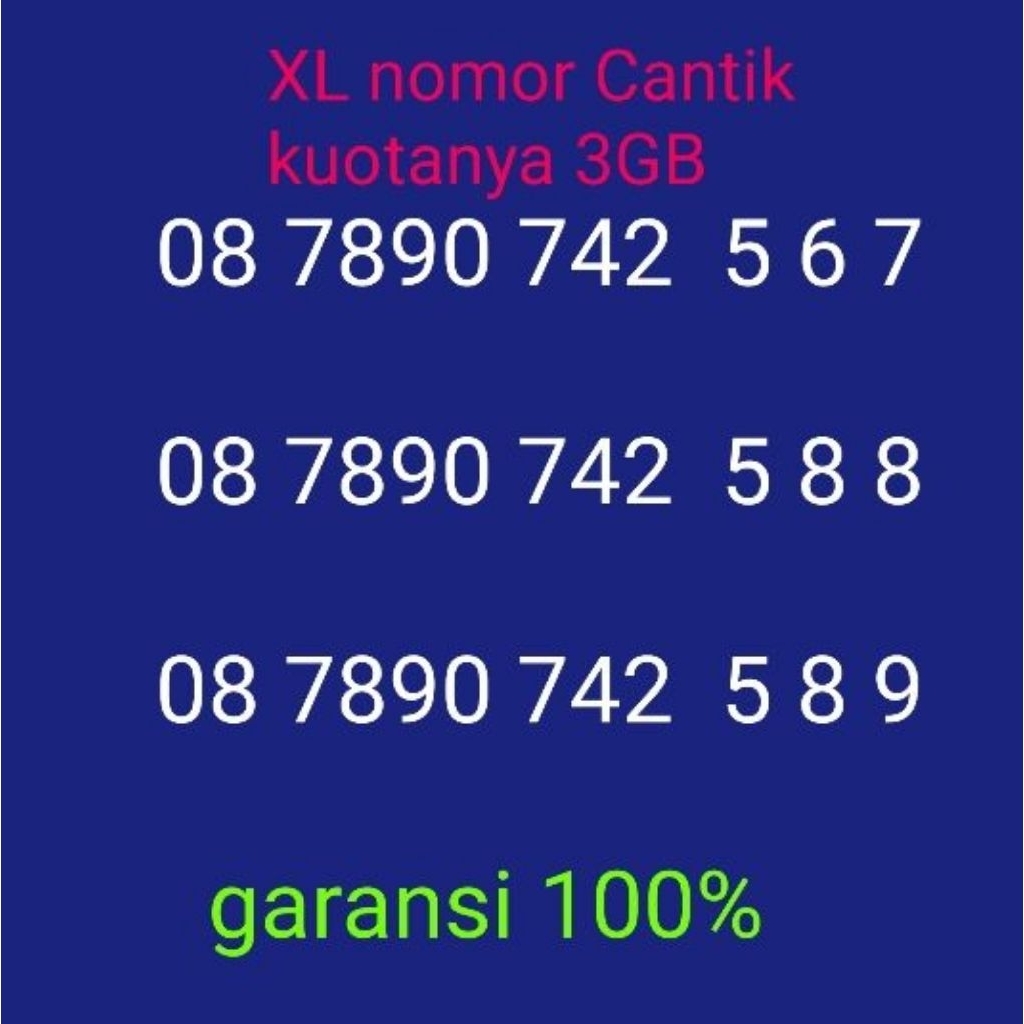 XL nomor Cantik kuotanya 3GB murah
