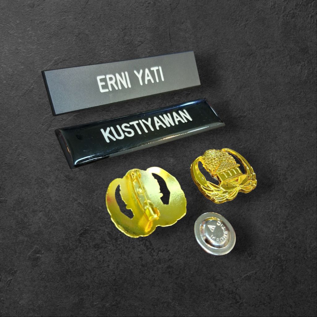 Nama Dada akrilik Dop pin korpri , papan nama PNS , Name tag PNS